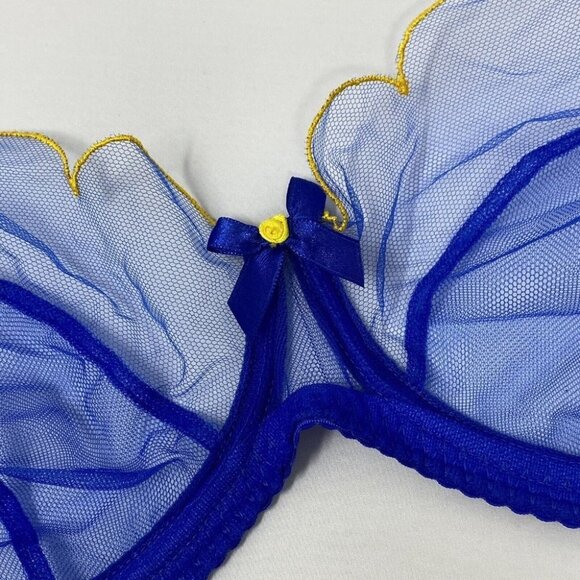 Agent Provocateur Lorna Blue Yellow Bra 32F NWT - Picture 7 of 9